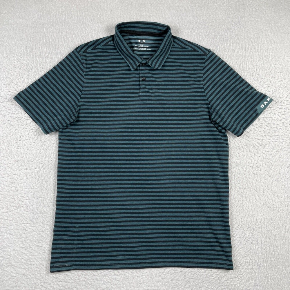 Oakley Polo Shirt Mens Large Striped Preppy Casual Workwear Golf Vacation Travel